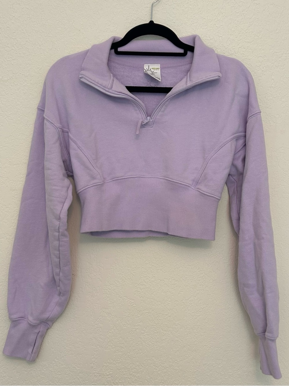 aerie Cropped Quarter-Zip Pullover in Lavender - Women Tops